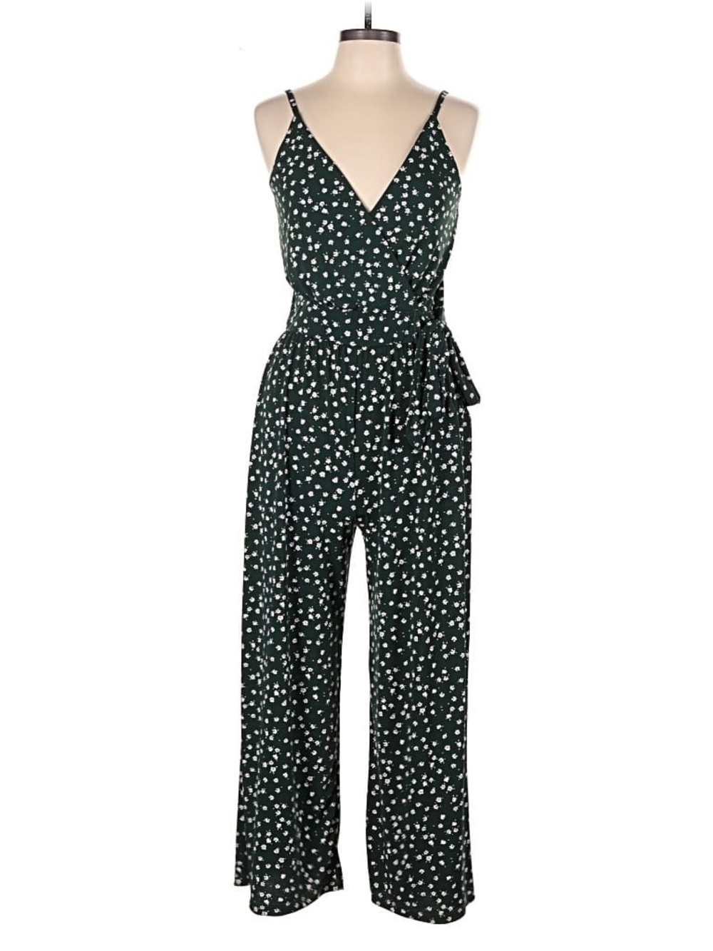 Kaileigh Green Floral Wide-leg, Jumpsuit with Tie 
SIZE SMALL